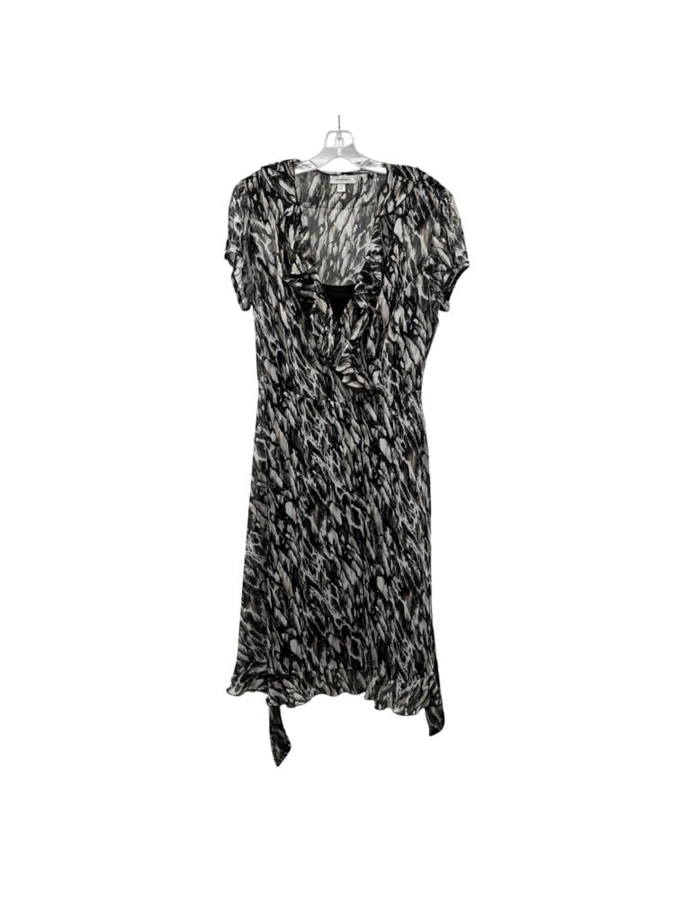 Dressbarn Women's Midi Dress Short Sleeve Two Piece Black/Multi Size 16 Belted